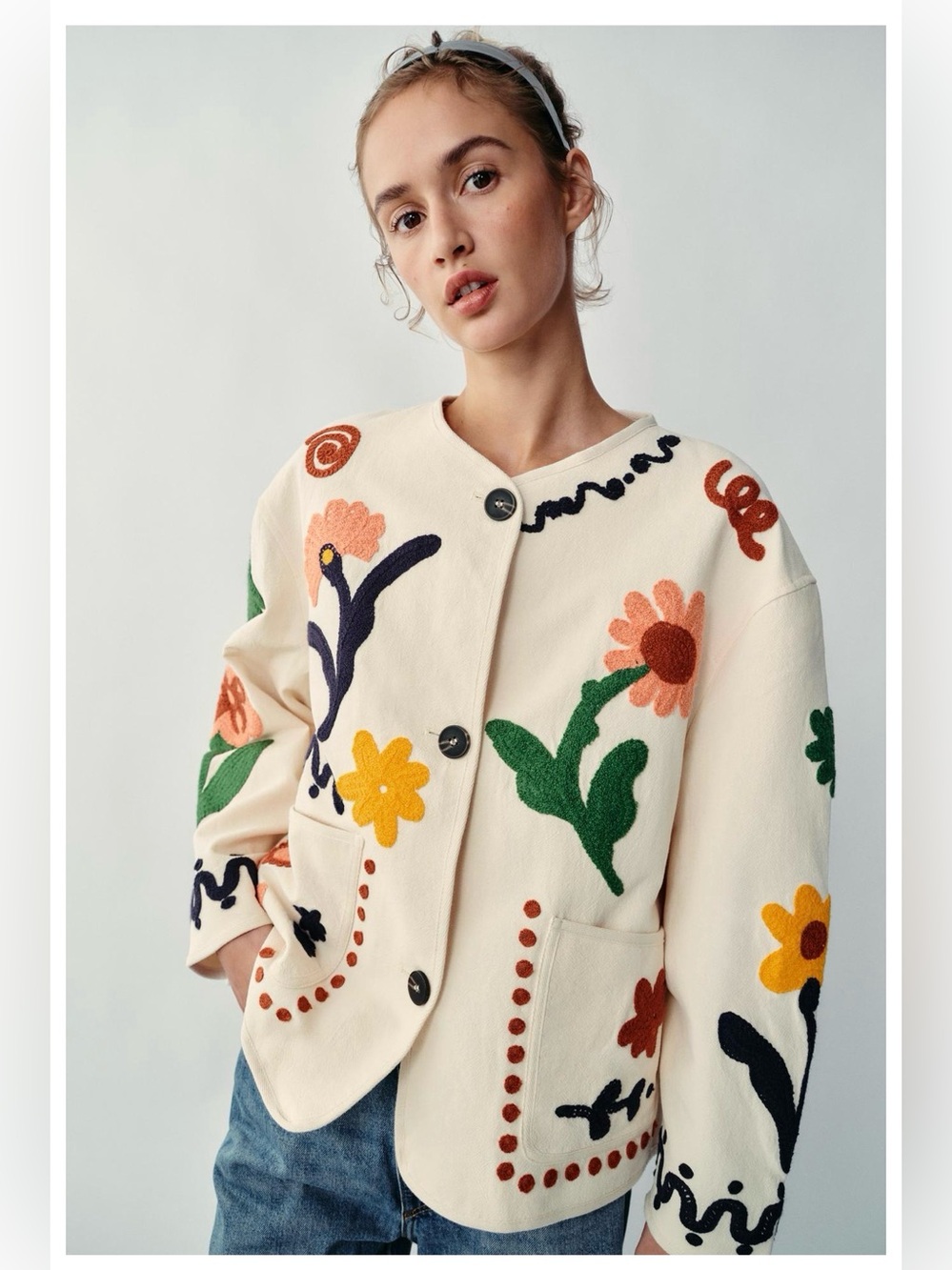 ZARA FLORAL EMBROIDERED JACKET